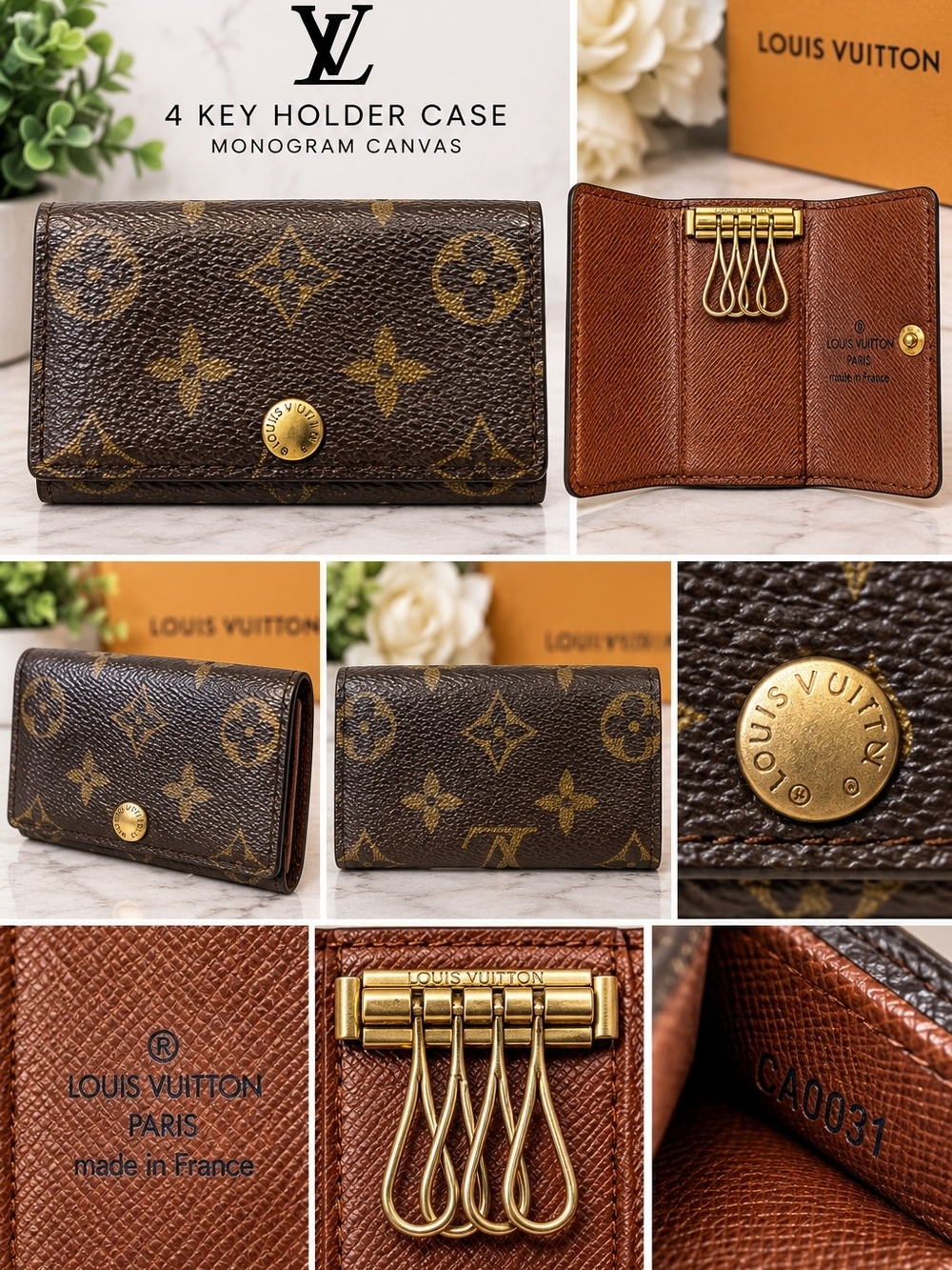 Authentic Vintage Louis Vuitton Monogram 4 Key Holder Case